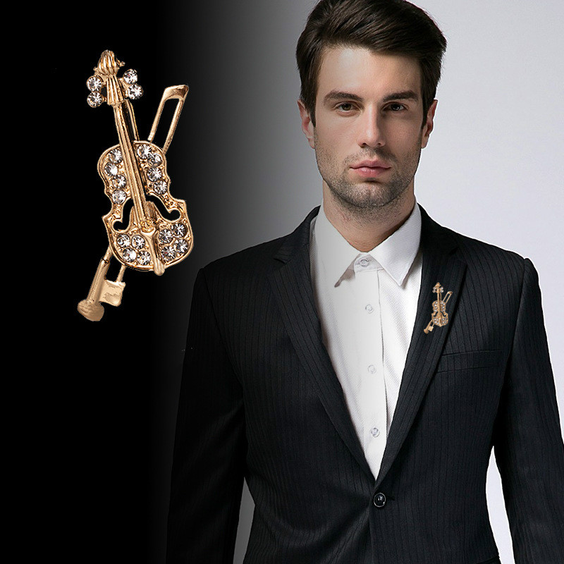 Luxury Gifts Jewelry & Watches Namfleg Mostar - Crystal Violin Brooch Jewelry Luxury Music