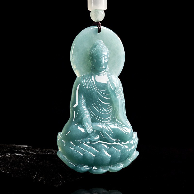 Luxury Gifts Jewelry & Watches Namfleg Mostar - Natural Burmese Jadeite Buddha Pendant Necklace