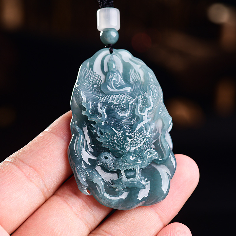 Luxury Gifts Jewelry & Watches Namfleg Mostar - Natural Burmese Jadeite Dragon Pendant Necklace