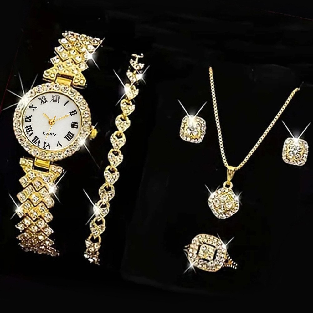 Jewelry Like Watches - 6PCS/Set Luxury Rhinestone Women Watches Fashion