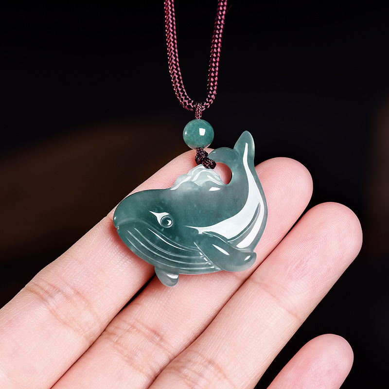 Jewelry & Watches Spółka Z Ograniczoną Odpowiedzialnością Sp Z Oo - Natural Burmese Jadeite Whale Pendant Necklace