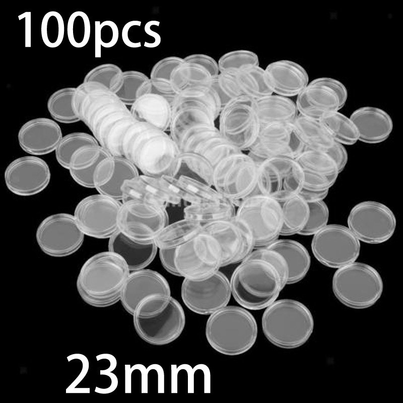 Collectors Coins Jewelry & Watches Of Smithtown Photos - 100 Pieces 23mm Clear Round Plastic