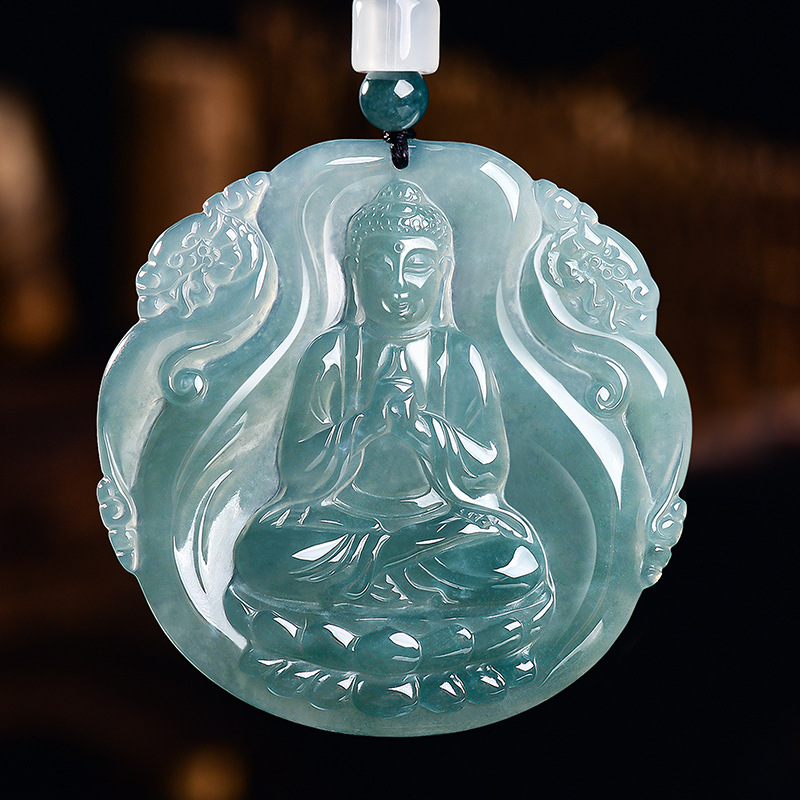 Luxury Gifts Jewelry & Watches Namfleg Mostar - Natural Burmese Jadeite Buddha Pendant Necklace