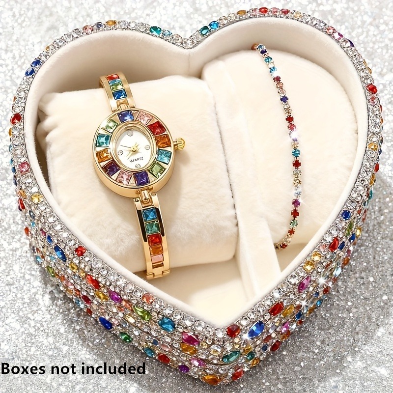 Jewelry Like Watches - 2pcs Elegant Colorful Rhinestone Women Quartz