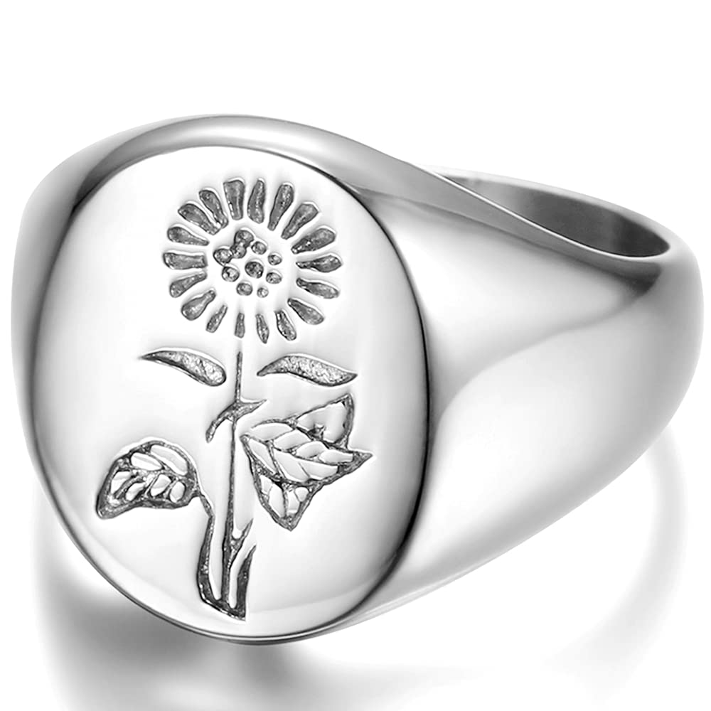 Minimalist Ring Stackable - Women's Titanium Steel Daisy Ring Stainless