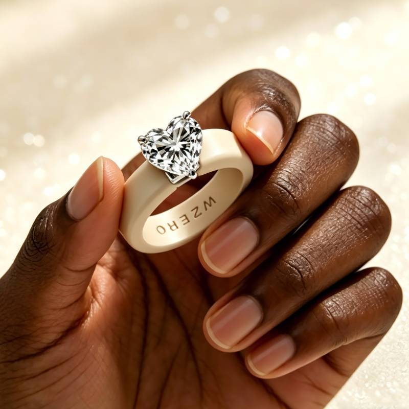 Minimalist Ring Stackable - Minimalist Silicone Heart Diamond Ring White