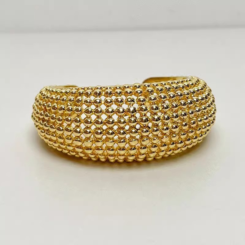 Luxury Bead Texture Open Cuff  - Minimalist Ring Stackable recension och pris