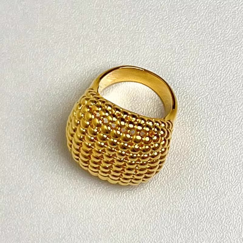 Luxury Bead Texture Open Cuff  - Minimalist Ring Stackable recension och pris