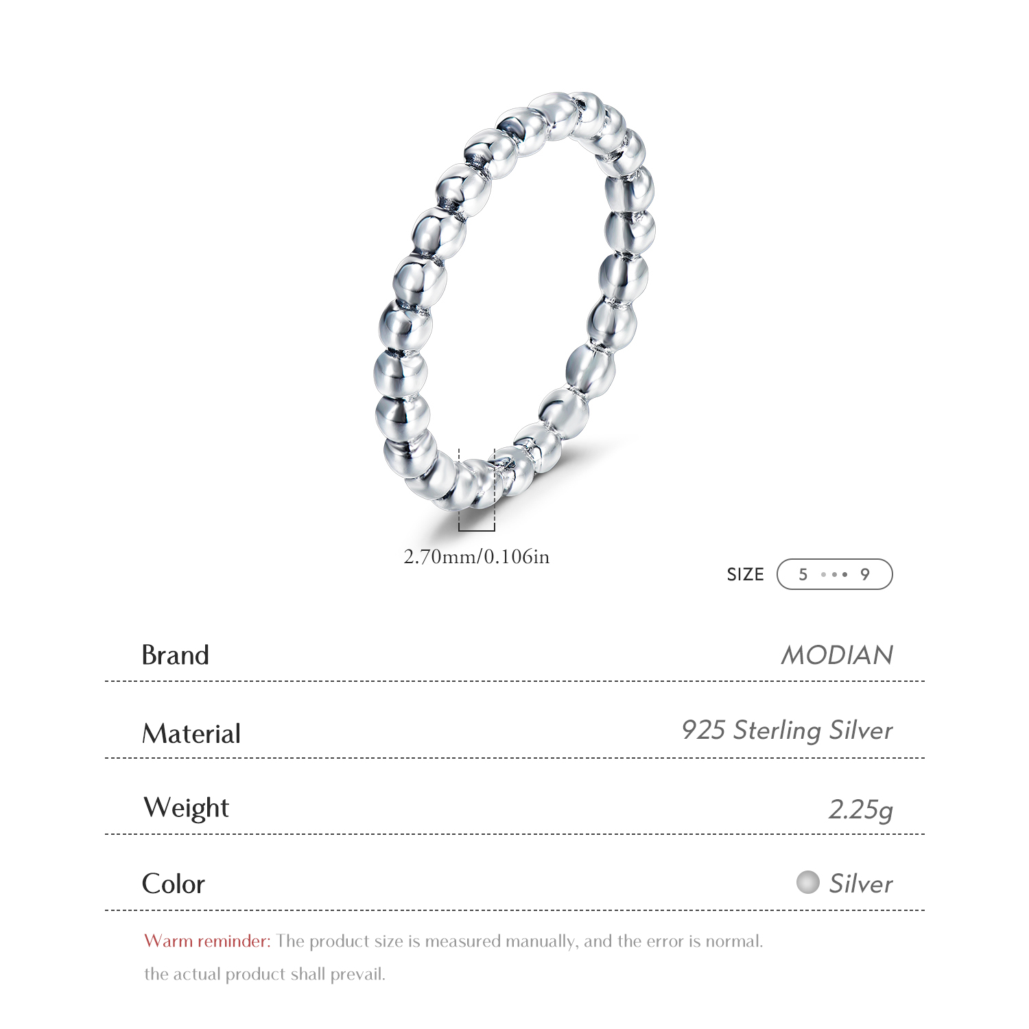 Modian Minimalist Simple Real  - Minimalist Ring Stackable recension och pris