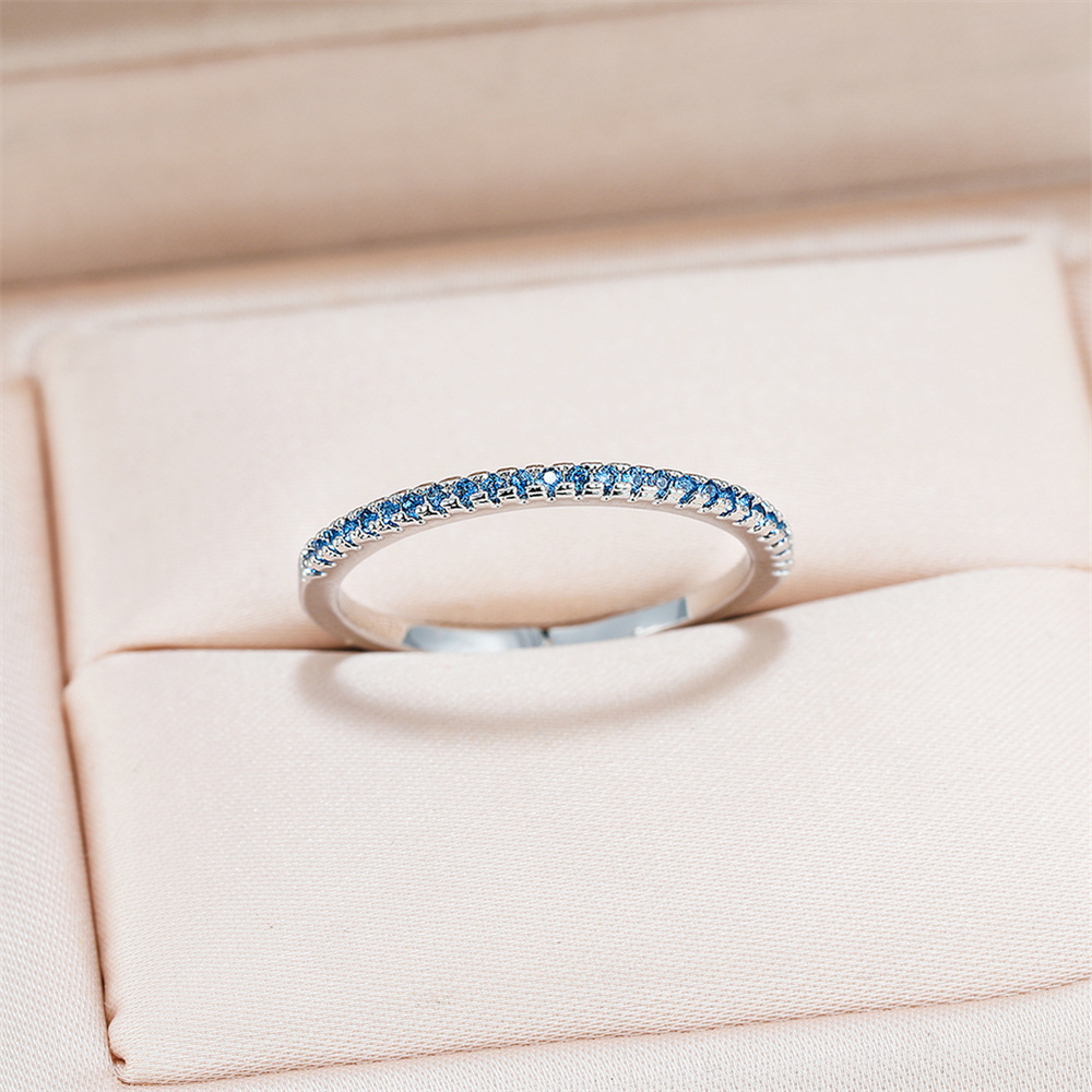Aqua Blue Crystal Small Round  - Minimalist Ring Stackable recension och pris