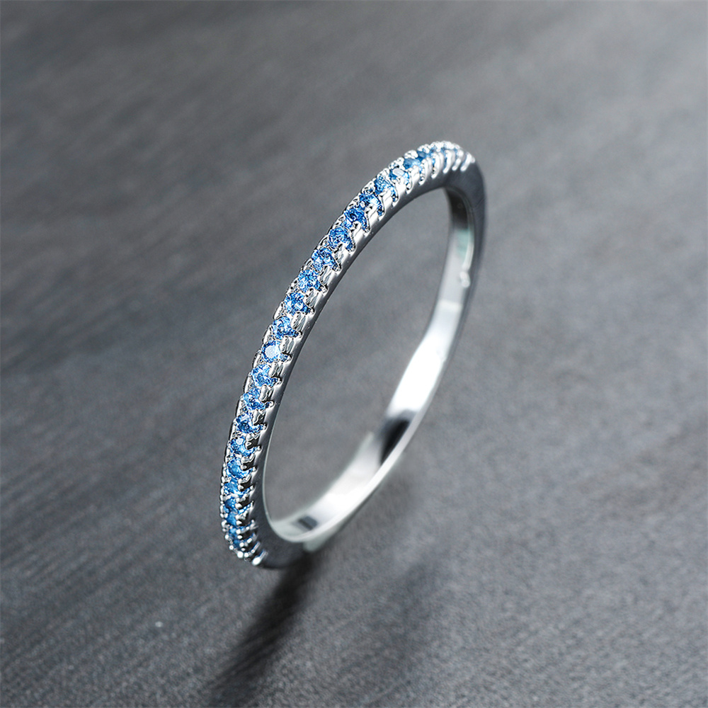 Aqua Blue Crystal Small Round  - Minimalist Ring Stackable recension och pris