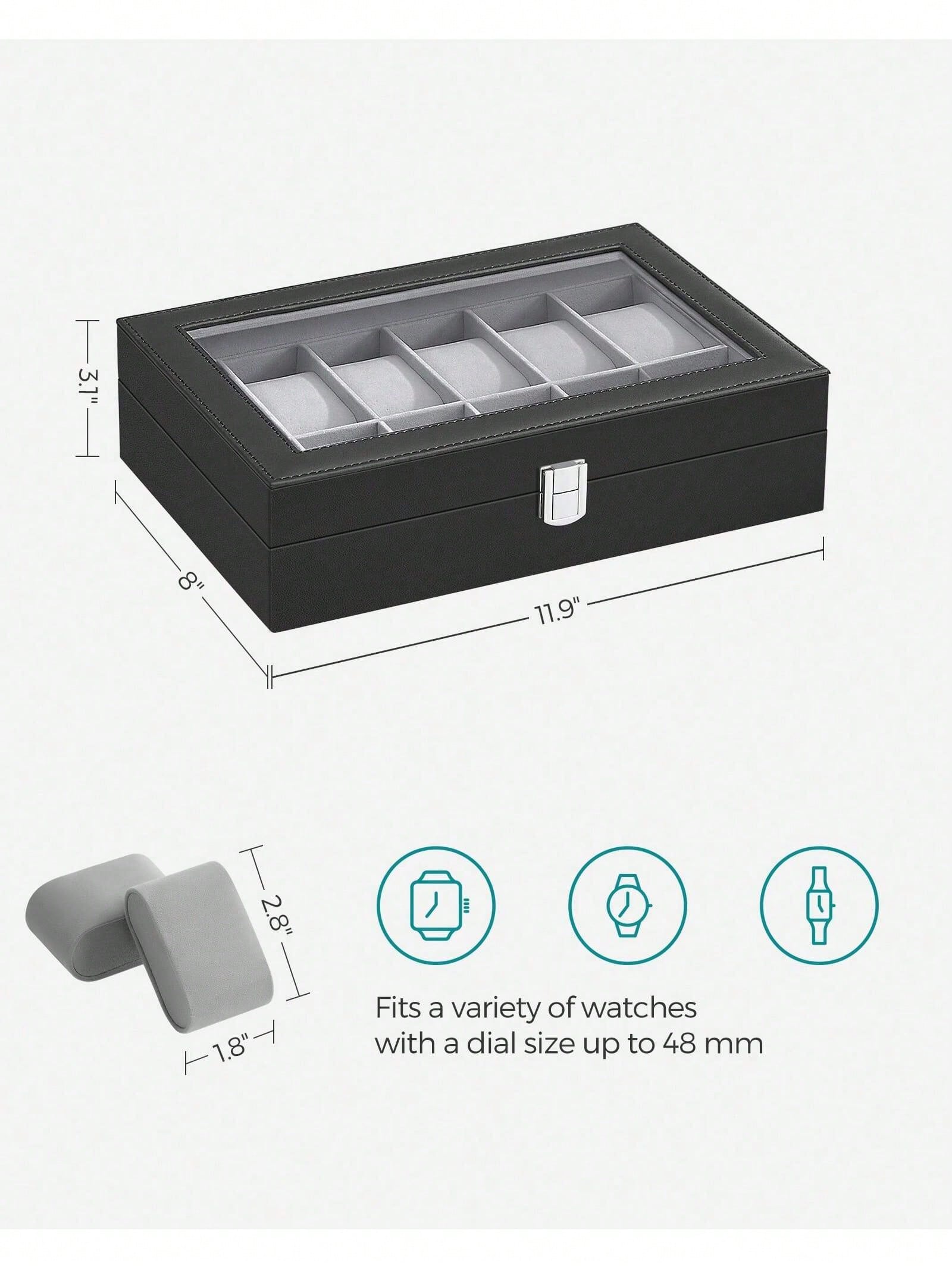 12-Slot Lockable Watch Box wit - Jewelry And Watches Box recension och pris