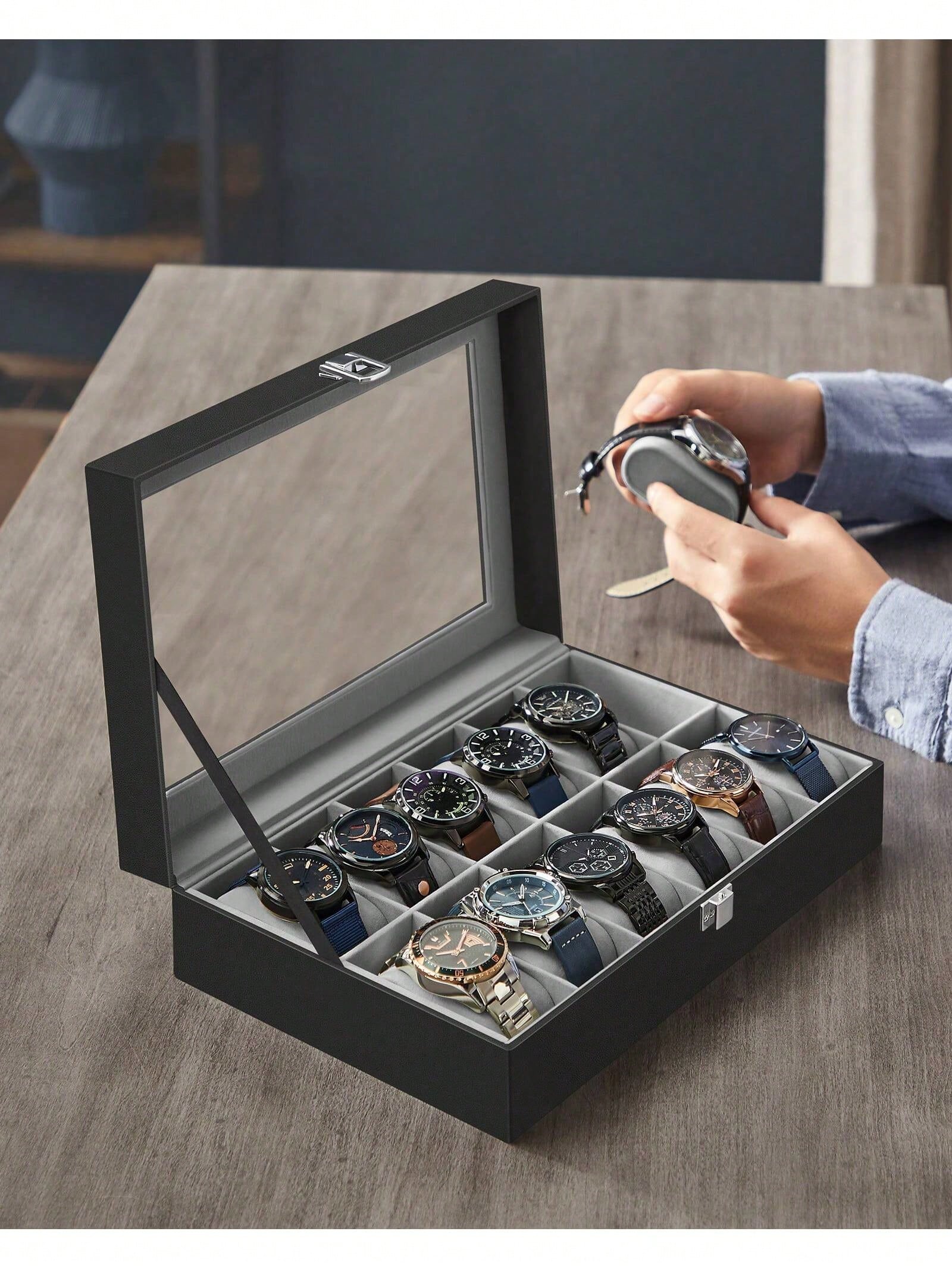 12-Slot Lockable Watch Box wit - Jewelry And Watches Box recension och pris