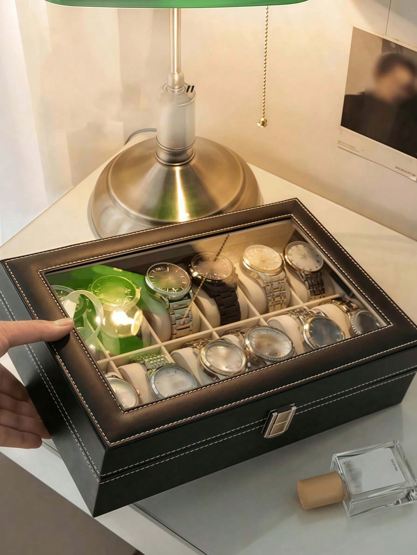 Leather Watch Box with Lock, L - Jewelry And Watches Box recension och pris