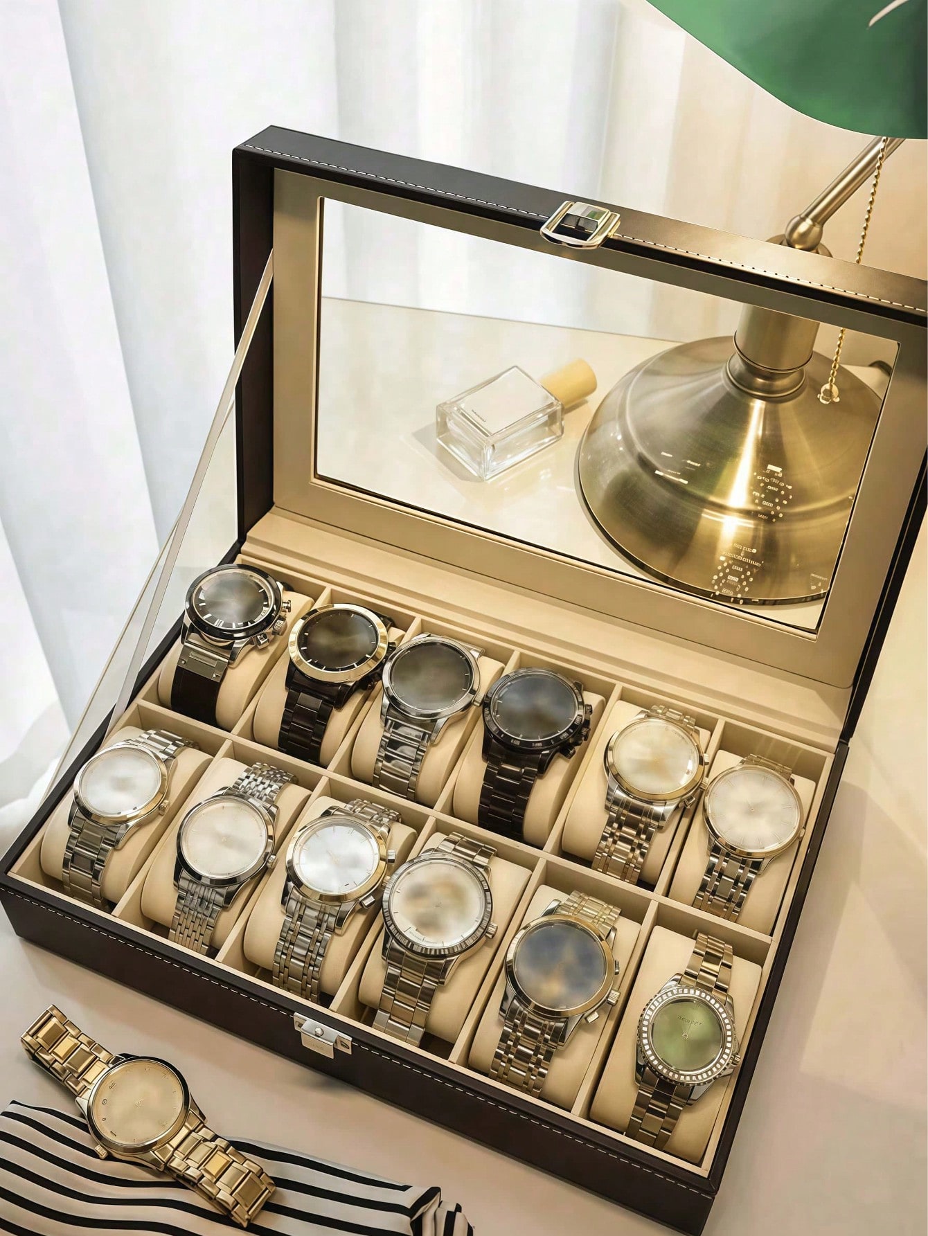 Leather Watch Box with Lock, L - Jewelry And Watches Box recension och pris