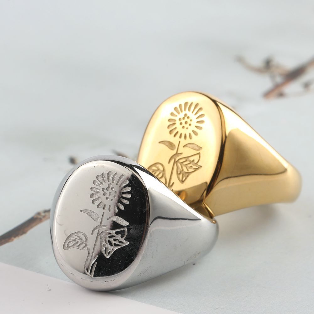 Women's Titanium Steel Daisy R - Minimalist Ring Stackable recension och pris