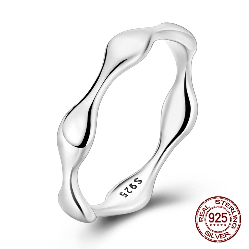925 Sterling Silver Wavy Irreg - Minimalist Ring Stackable recension och pris